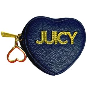 🆕 Juicy Couture Heart Wallet / Coin Purse Navy Blue and Gold - NWOT